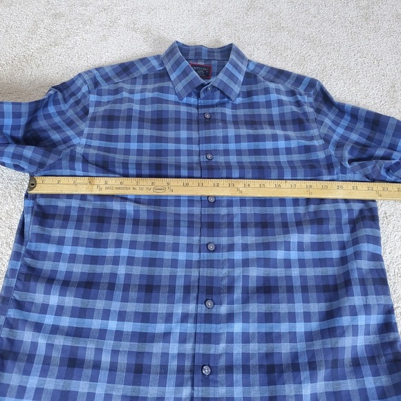 UNTUCKit Walton WF Men's Button Up Shirt Large Long Sleeve Blue Plaid - Picture 4 of 14